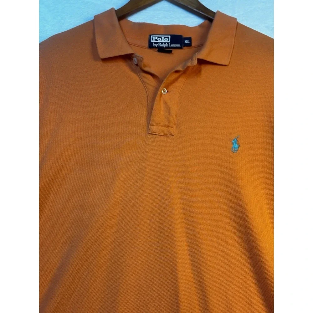 Polo Ralph Lauren Men's XL Orange Short Sleeve‎ Button Collared Shirt Vintage